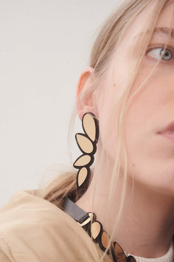 Raindrop Asymmetric Earrings Large - Gold *