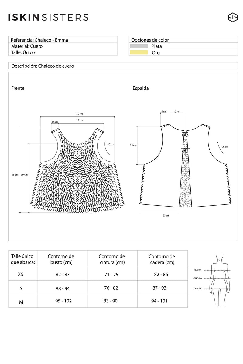 Gilet en cuir Emma - Argent - Fabriqué sur commande