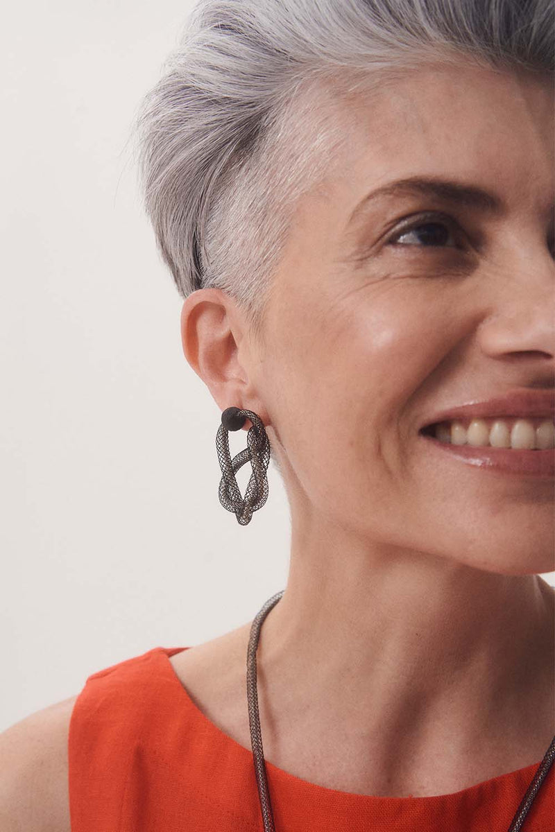 Life Earrings Chain - Silver/Black *