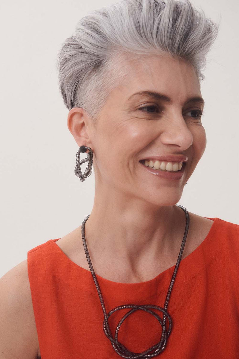 Life Earrings Chain - Silver/Black *