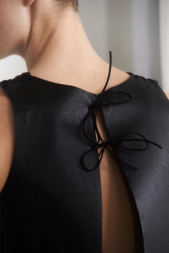 Gilet en cuir Emma - Argent - Fabriqué sur commande