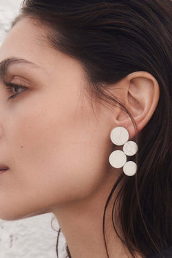Abstraction Earrings - Small - White Leather *