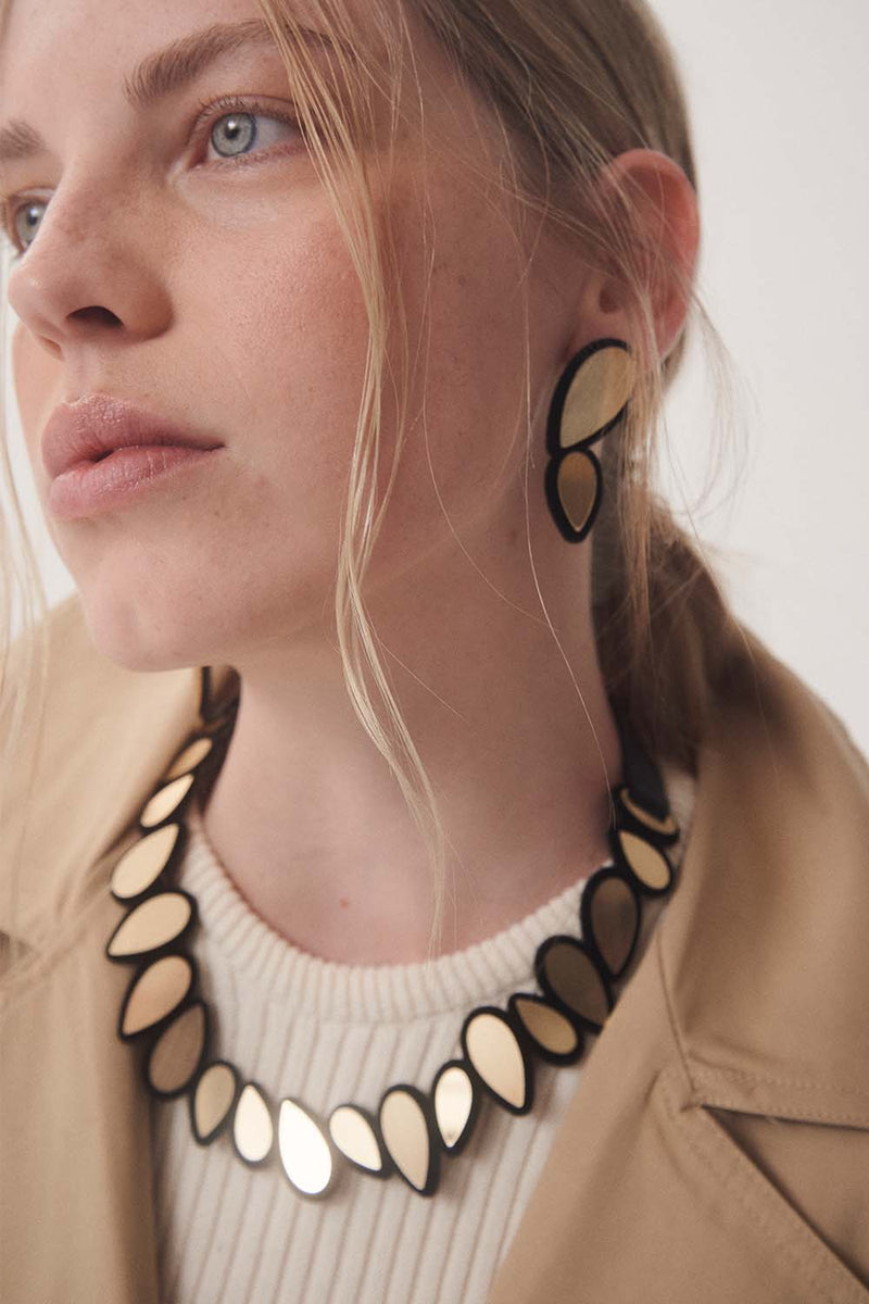 Collier rond Kate Leaves - Noir + Or