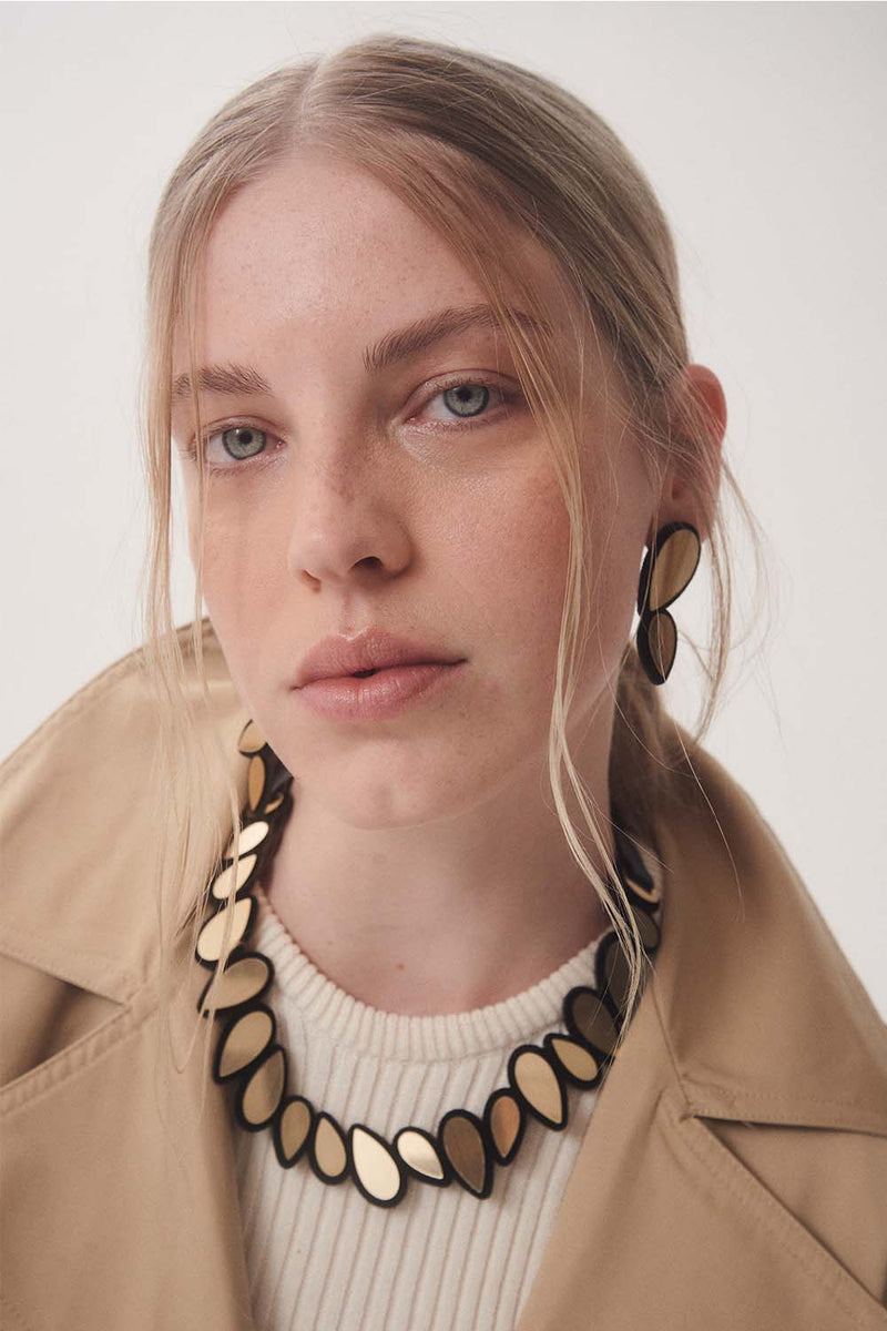 Collier rond Kate Leaves - Noir + Or