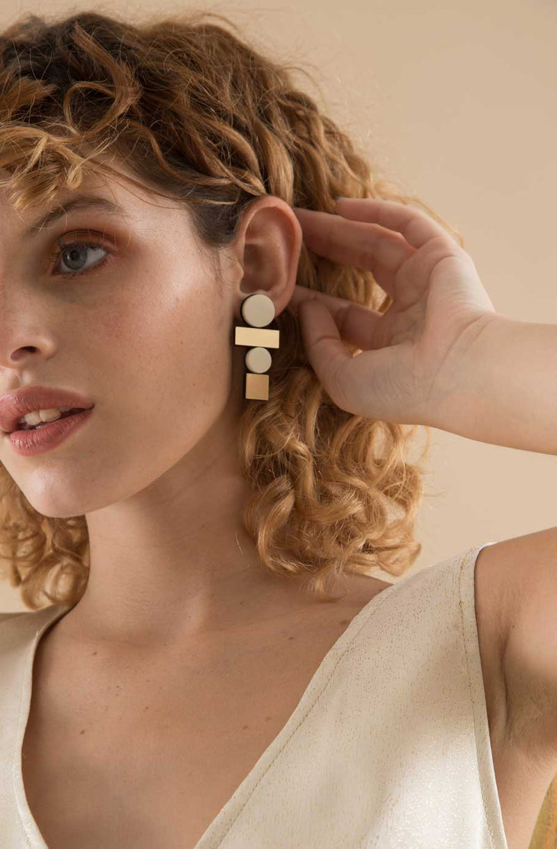 Pré-commander! Boucles d'oreilles Bauhaus A - Argent & Noir