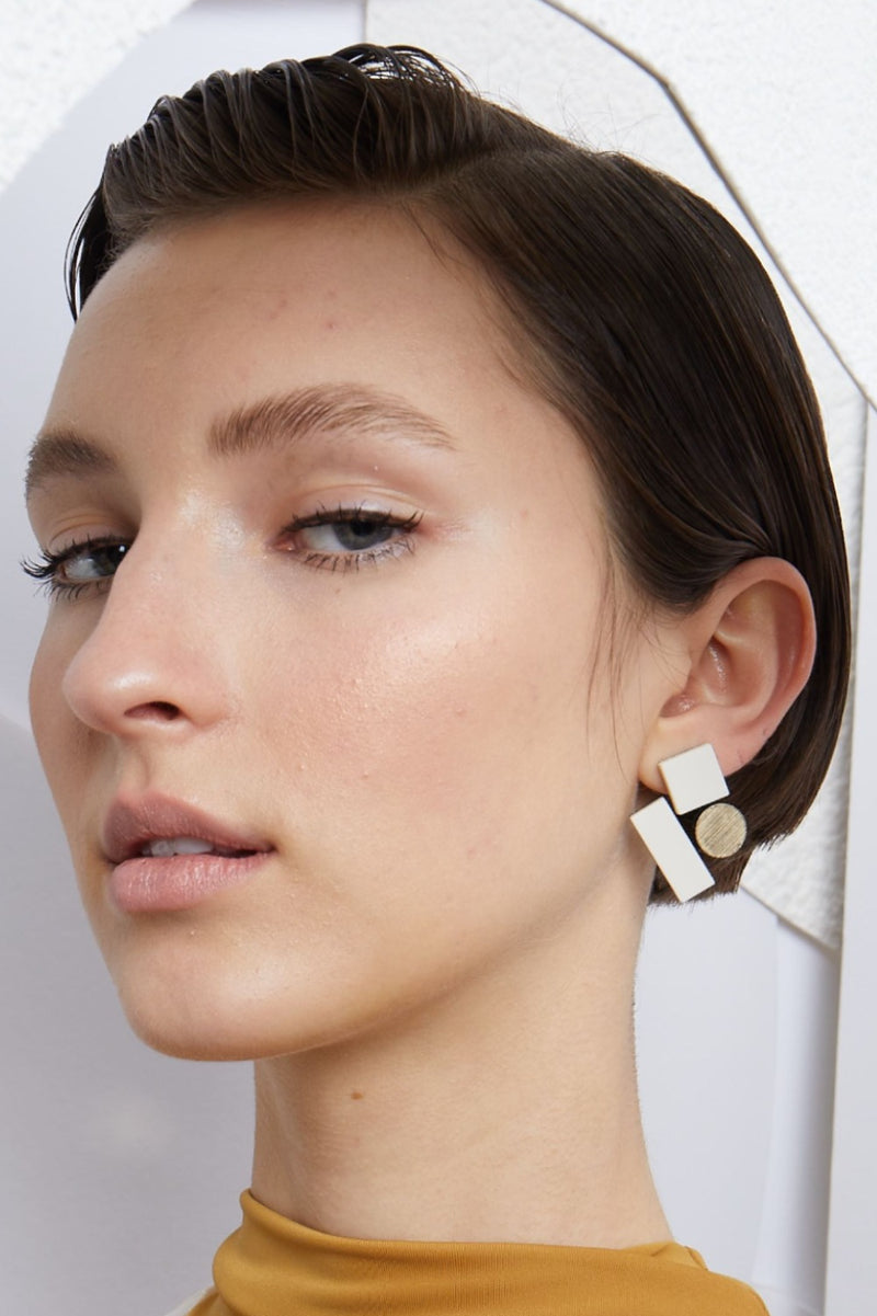 Bauhaus Earrings Small - Ivory & Gold