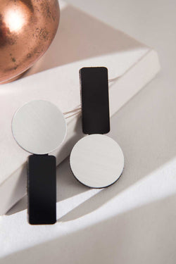 Boucles d'oreilles Bauhaus A - Argent & Noir