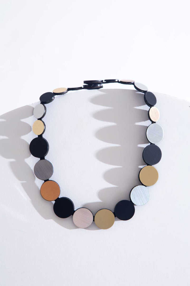 Collier Cercle Couleurs - Argent+Noir+Or
