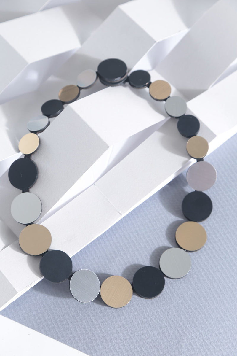Collier Cercle Couleurs - Argent+Noir+Or