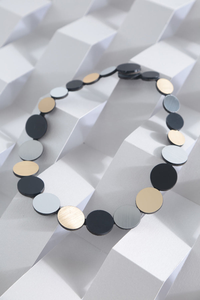 Collier Cercle Couleurs - Argent+Noir+Or