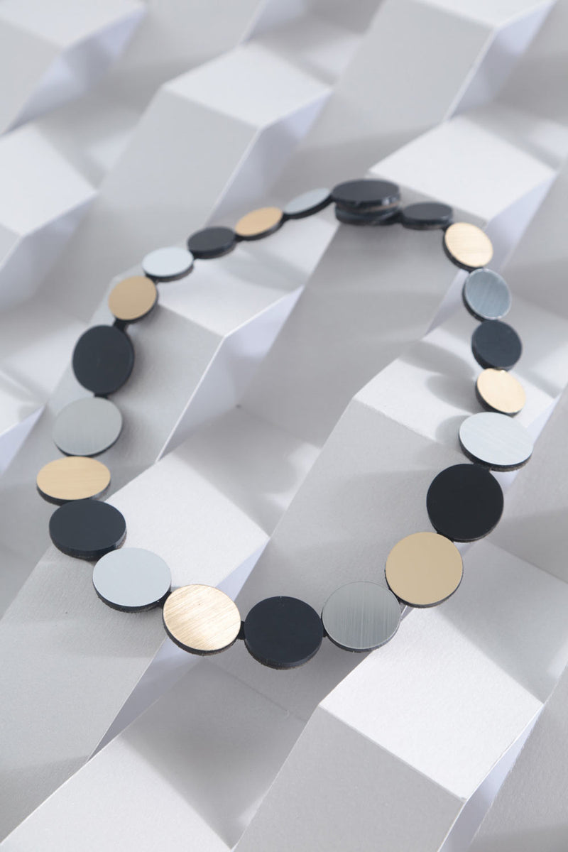 Colors Circle Necklace - Silver+Black+Gold
