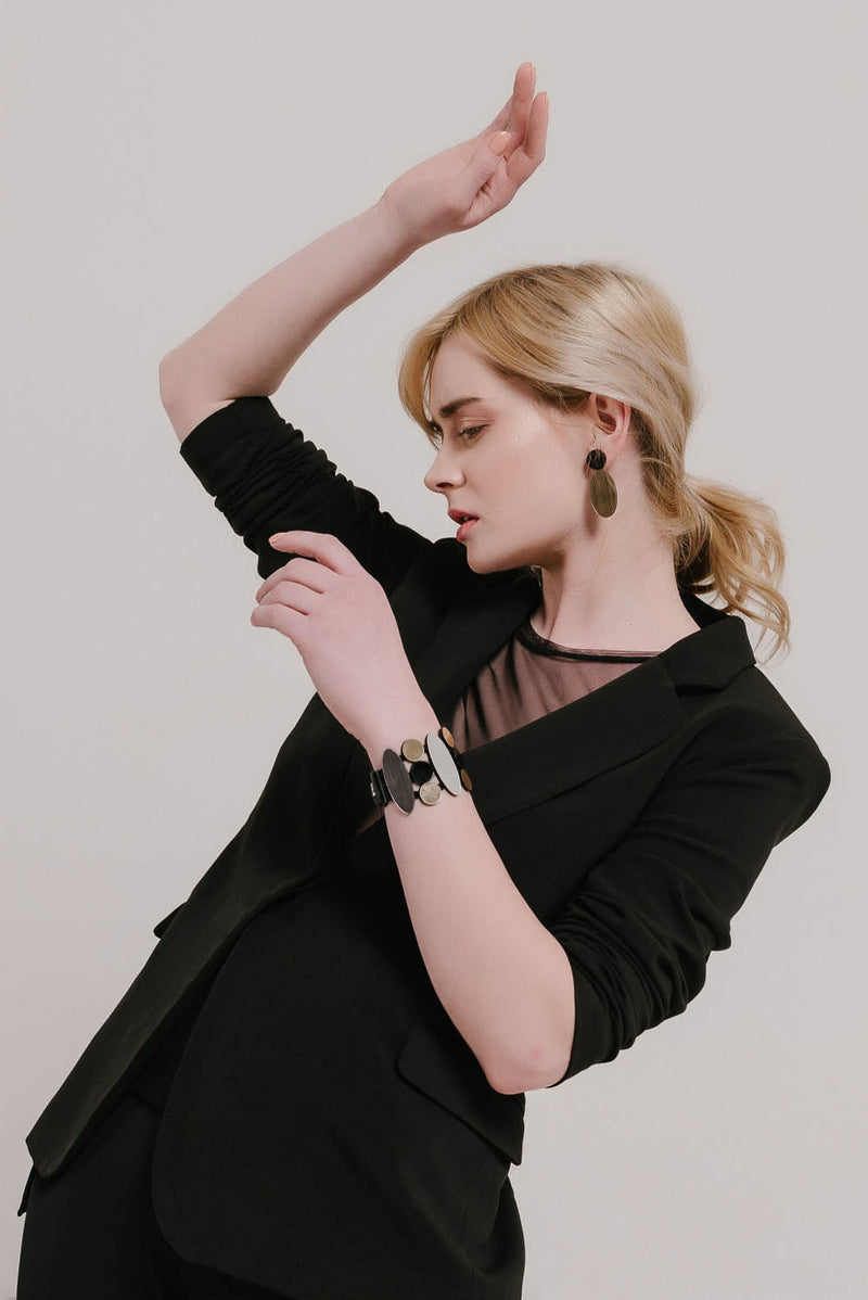 Iris Armband - Silber + Schwarz + Gold