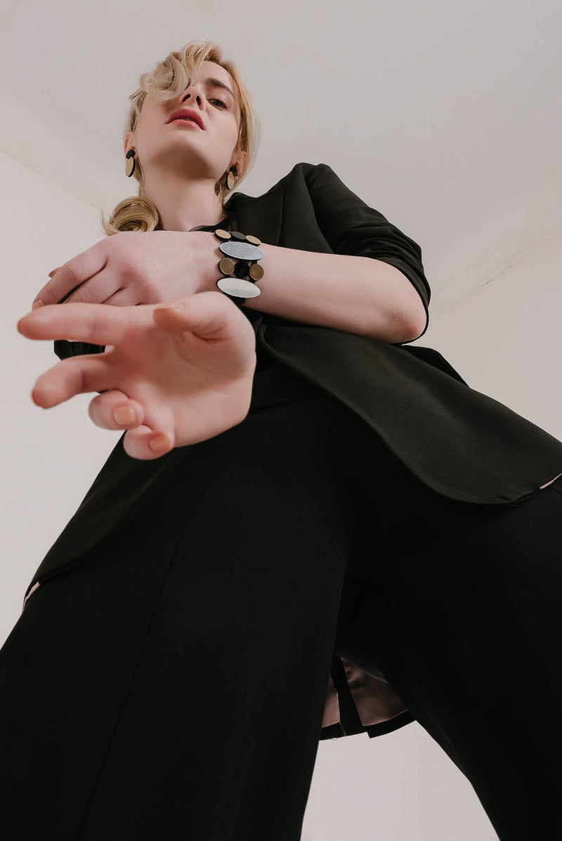 Iris Armband - Silber + Schwarz + Gold