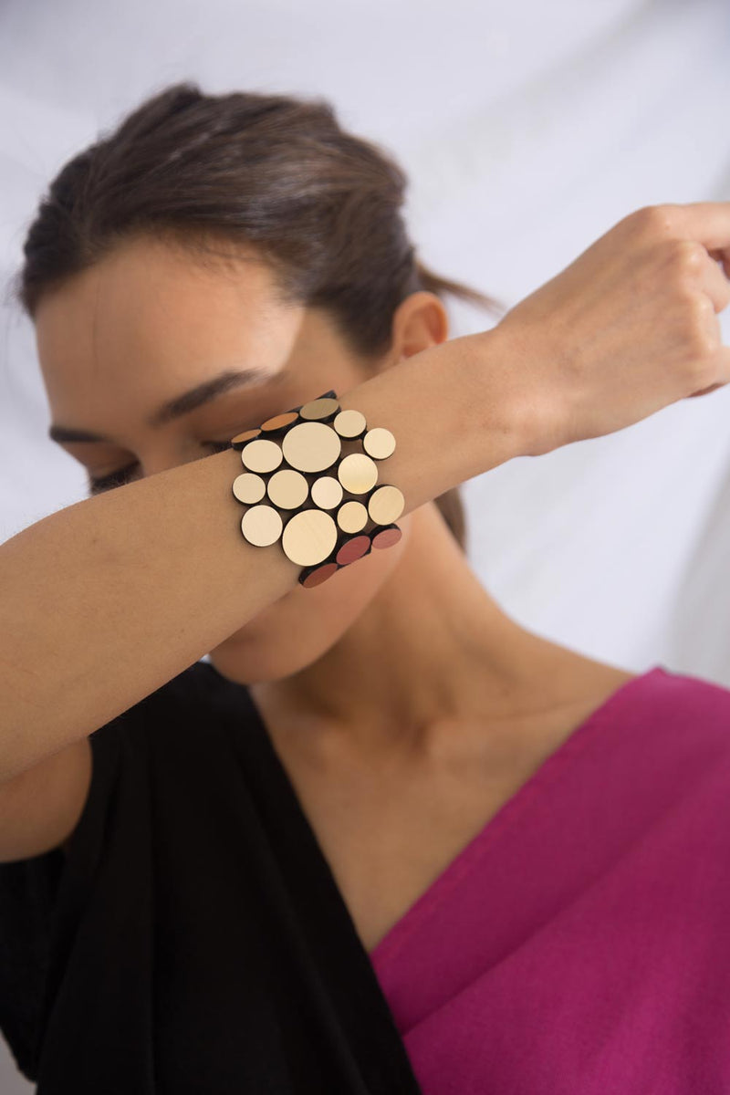 Woman wearing Abstraction Bracelet Asymmetric by Iskin Sisters