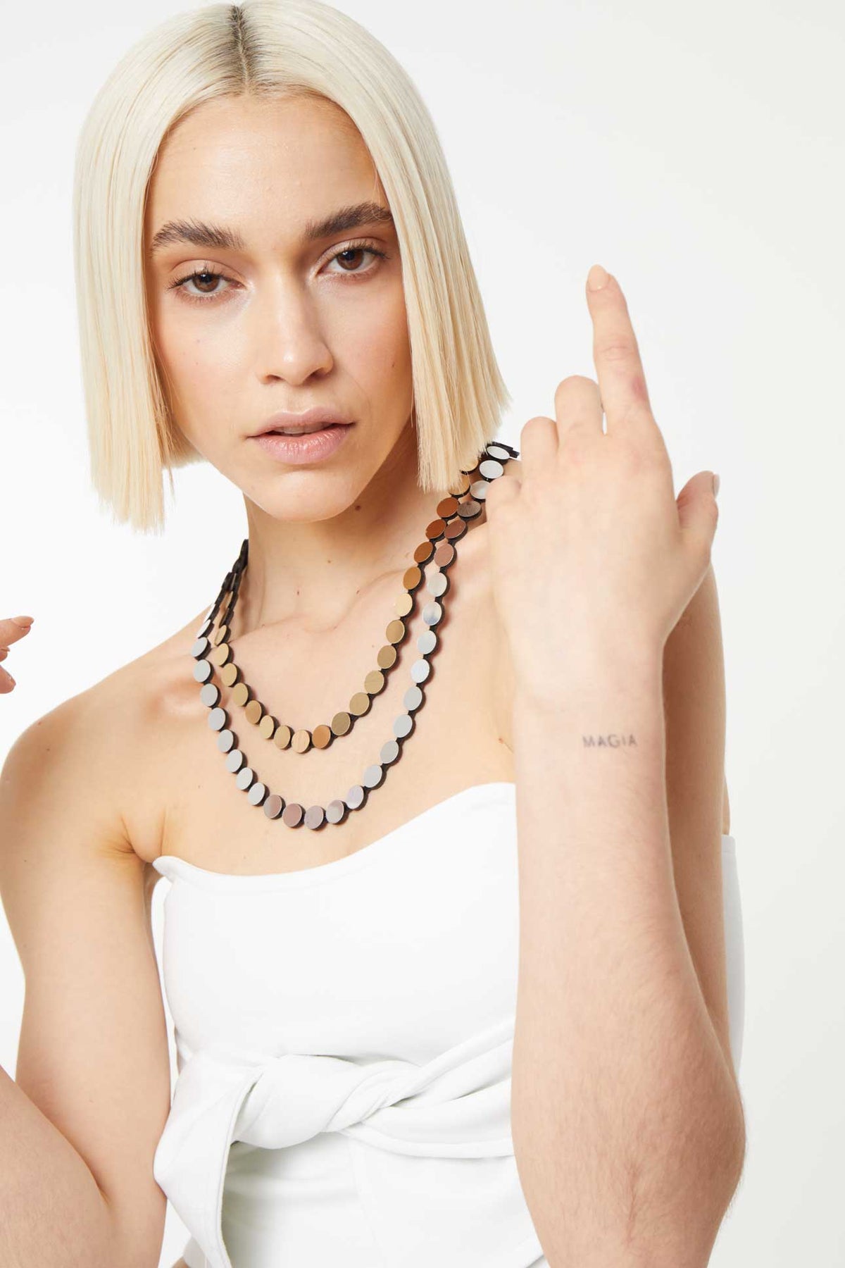 Abstraction Necklace Double Layer - Silver/Gold