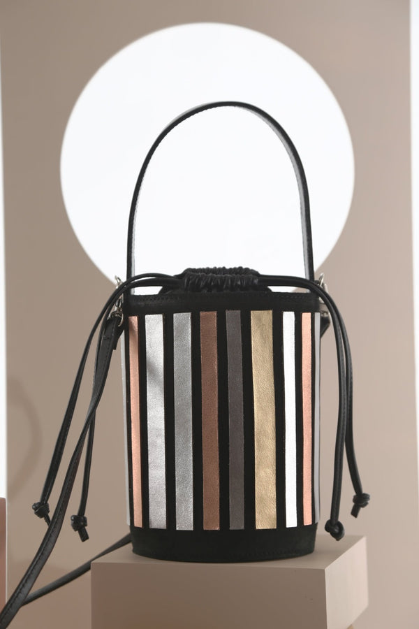 Pre-Order - Rainbow Bucket Leather Bag - Metallic Colors