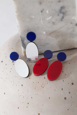 Iris Earrings - Red + Blue