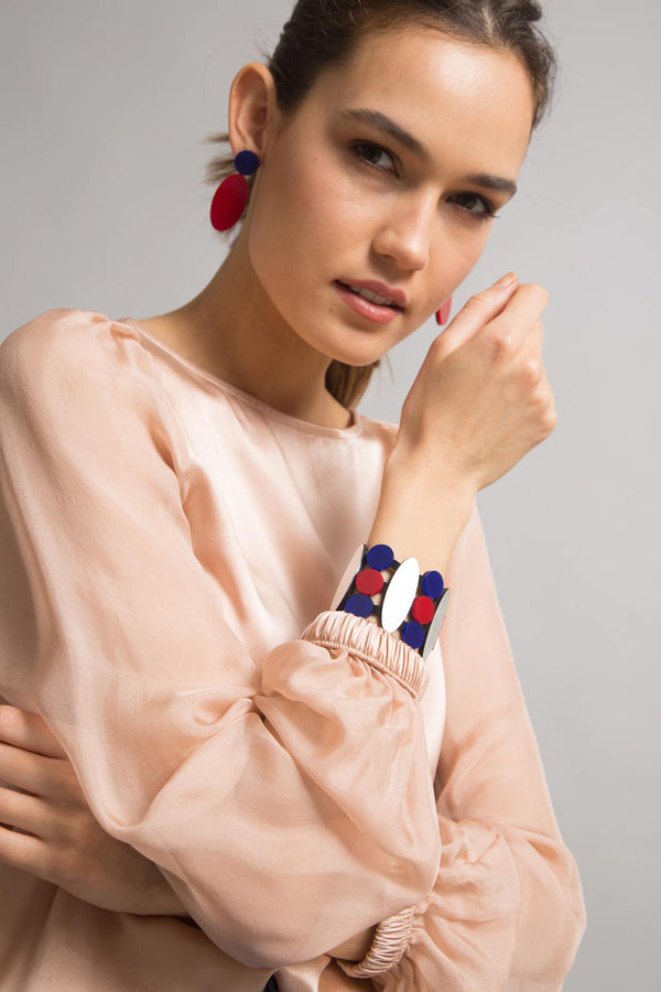 Iris Bracelet - Silver + Red + Blue