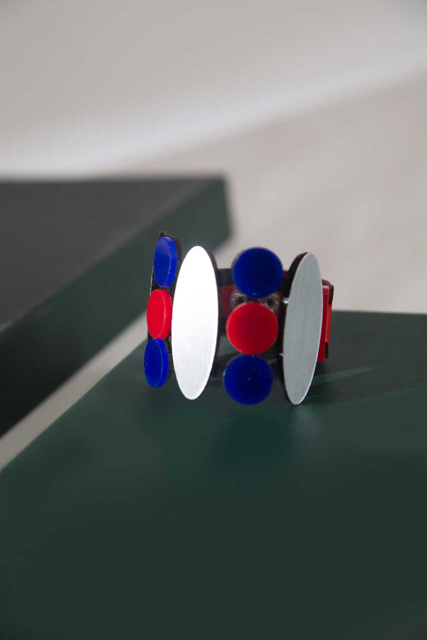 Iris Bracelet - Silver + Red + Blue
