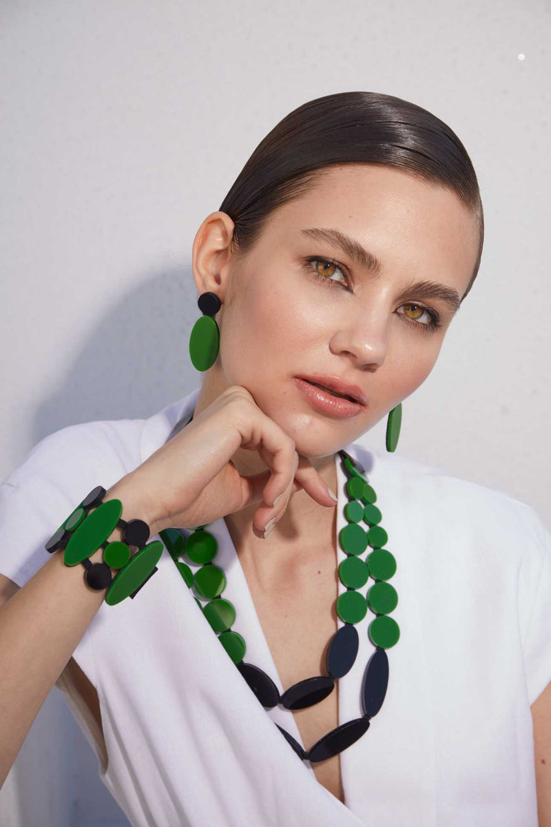 Iris Necklace - Green + Black