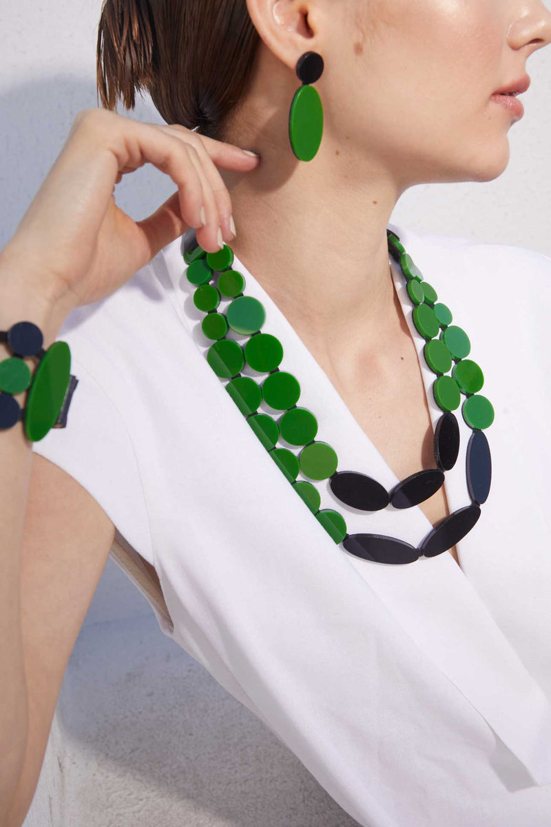 Iris Necklace - Green + Black