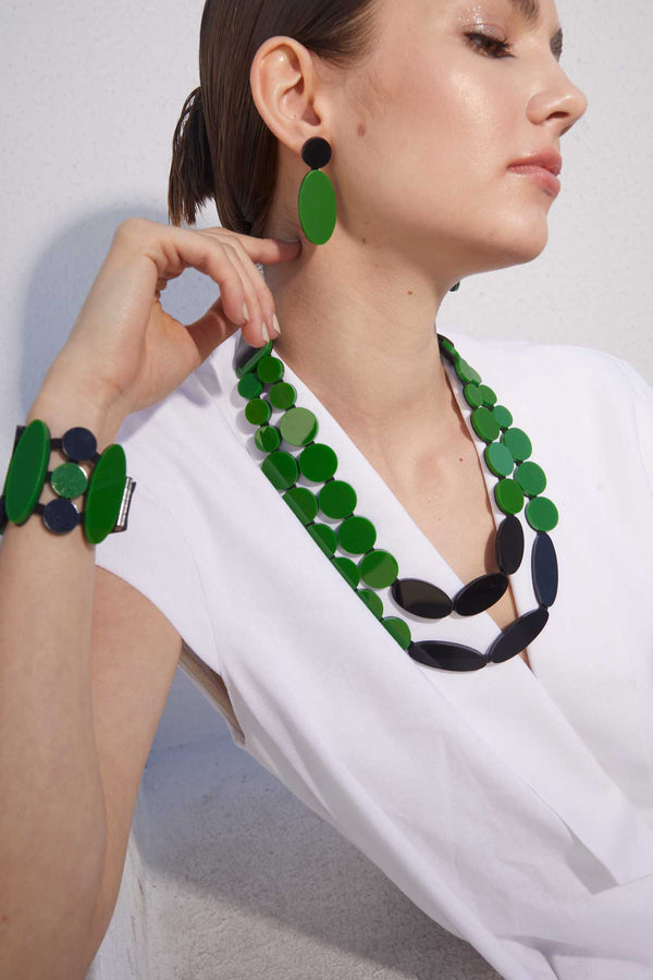 Iris Earrings - Green + Black