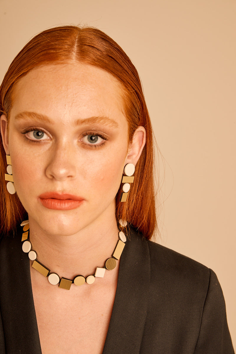 Pré-commander! Boucles d'oreilles Bauhaus A - Argent & Noir