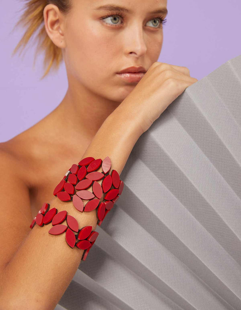 Kate Leaves Bracelet Small - Red