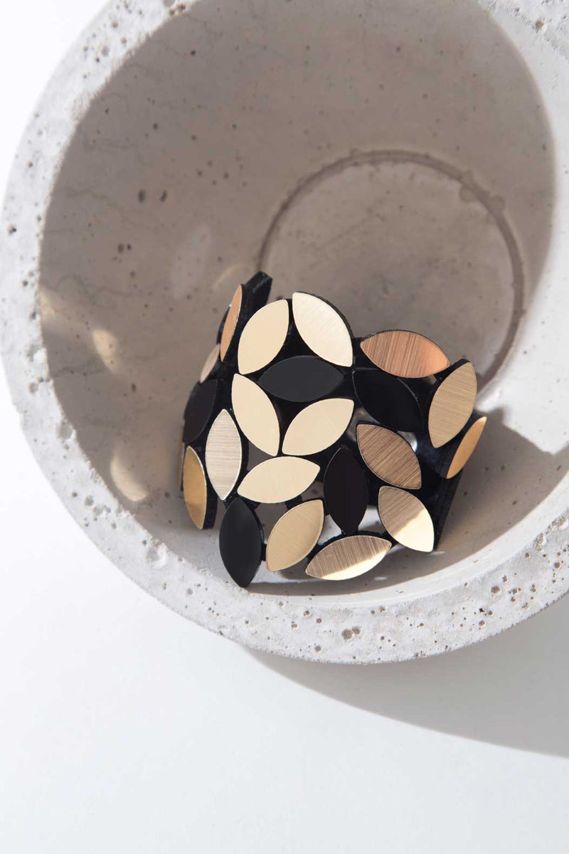Bracelet Kate Leaves - Noir et Or