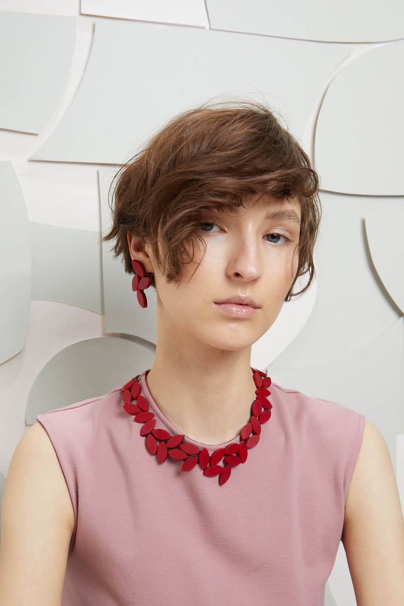 Kate Leaves Earrings Medium - Red *