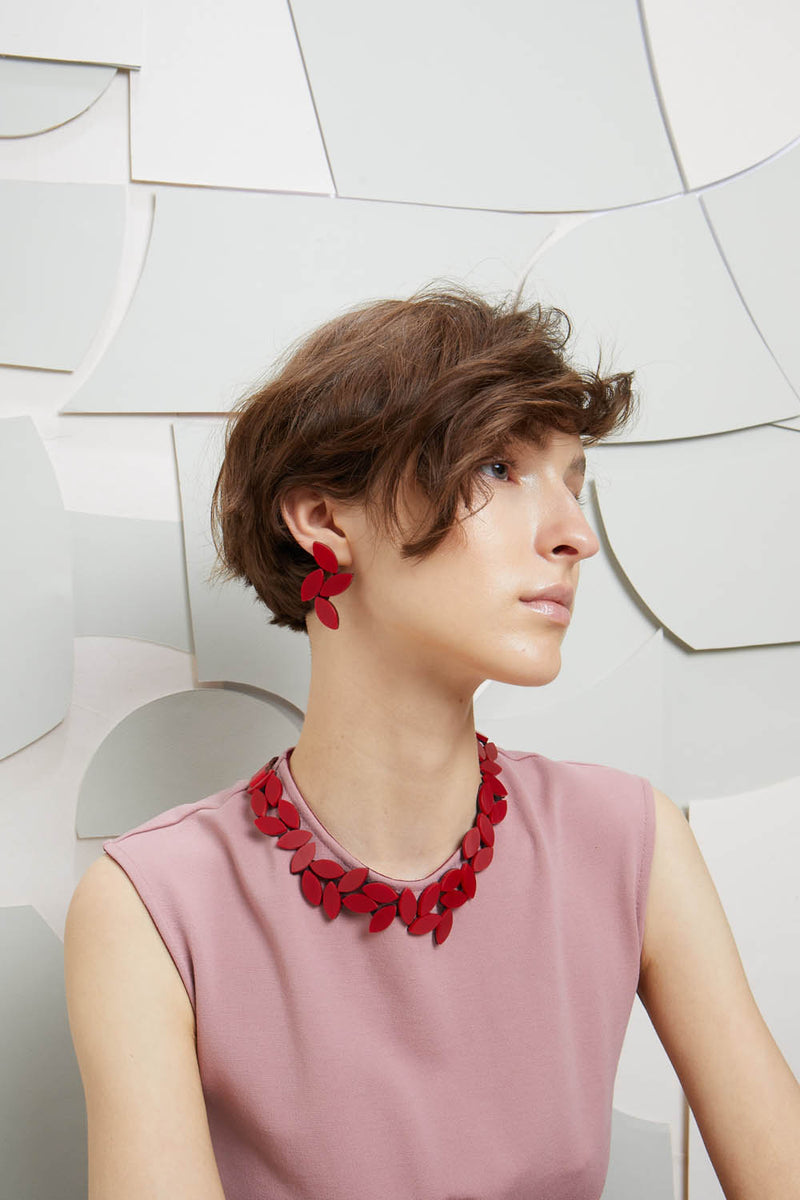 Kate Leaves Earrings Medium - Red *