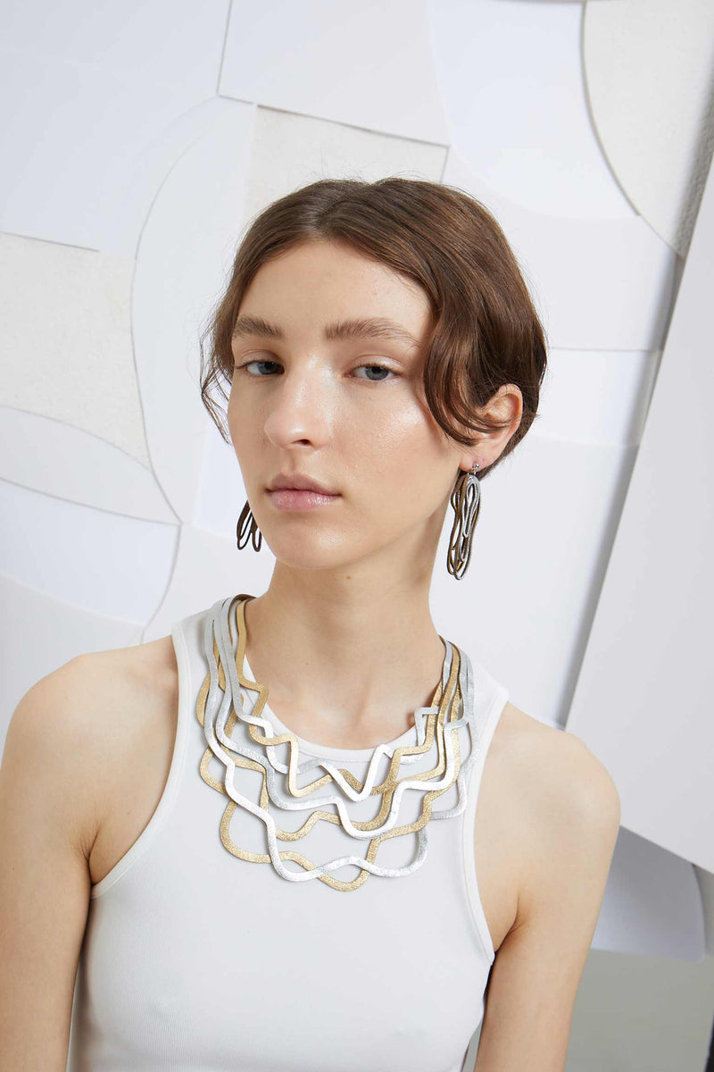 Curves Duo Earrings - Small - Silver & Gold