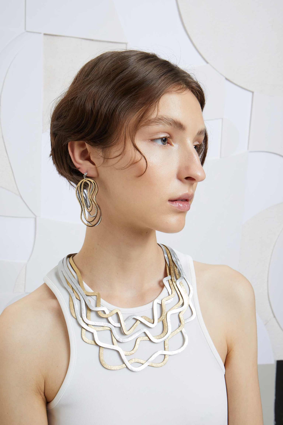 Curves Duo Earrings - Small - Silver/Gold