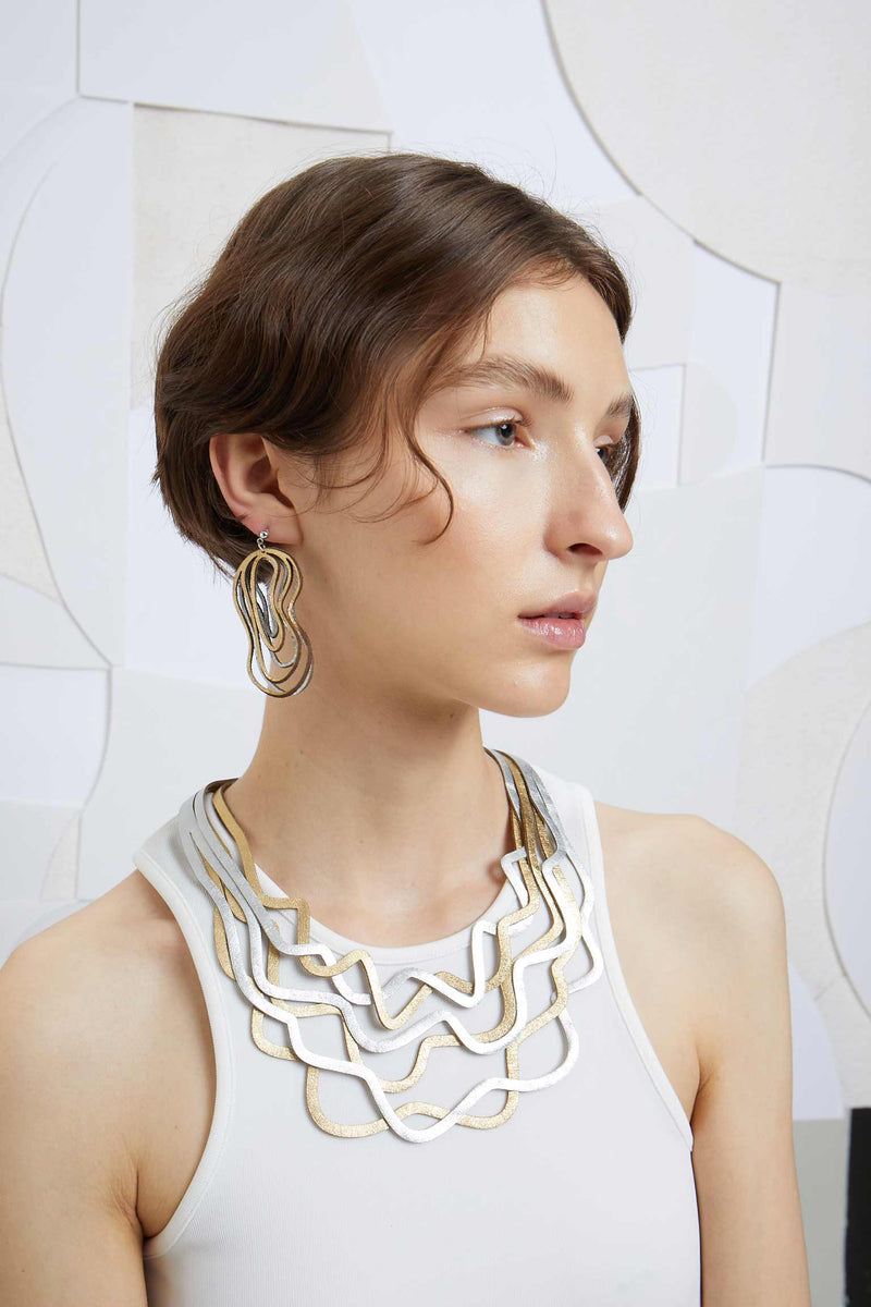 Curves Duo Earrings - Small - Silver & Gold