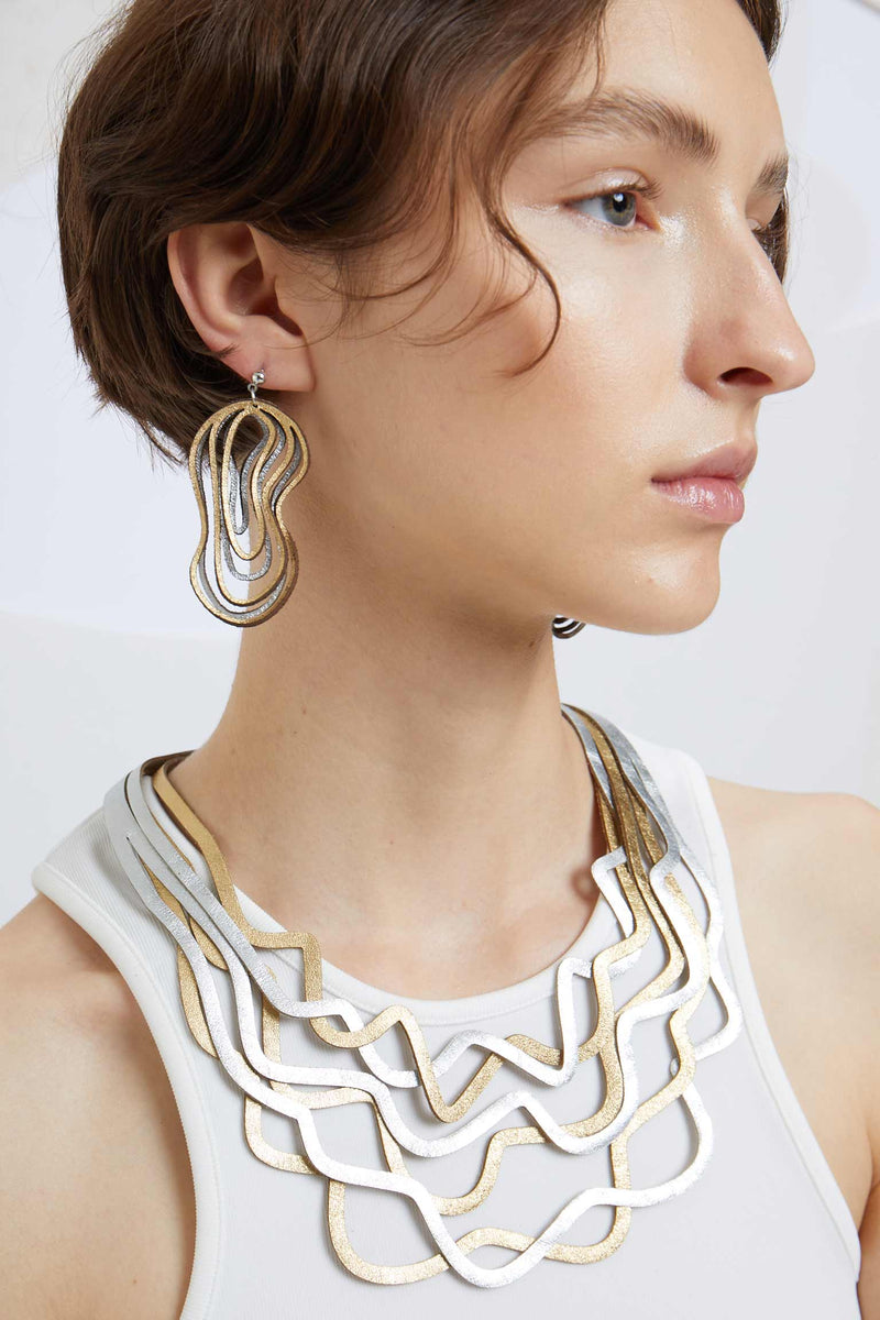 Curves Duo Earrings - Small - Silver & Gold