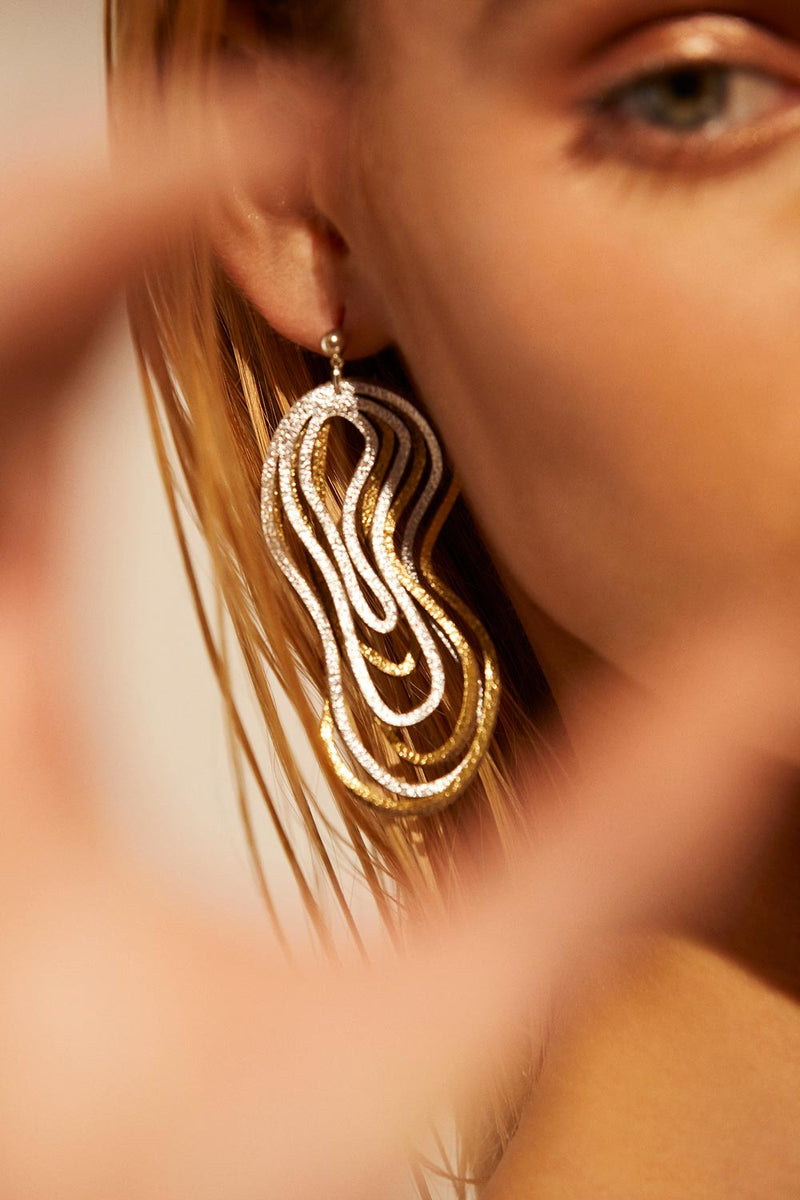 Curves Duo Earrings - Small - Silver & Gold