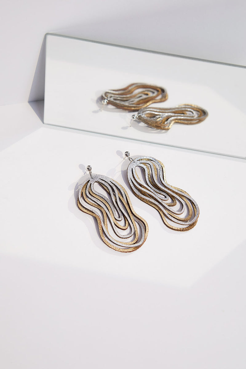 Pendientes Curves Duo - Plata y Oro