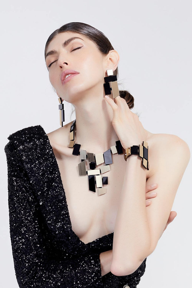 Piet V Necklace - Black & Gold