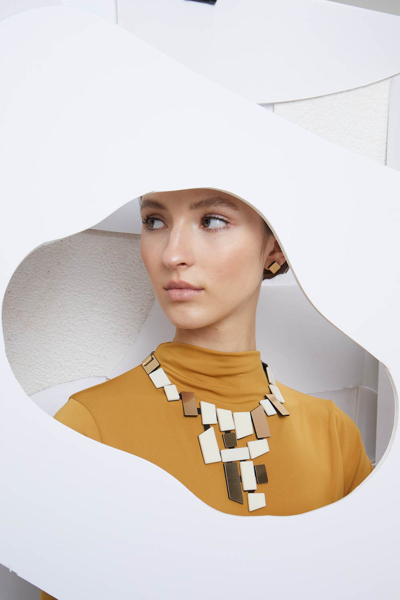 Piet V Necklace - Gold & Ivory