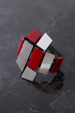 Piet Armband - Silber &amp; Rot