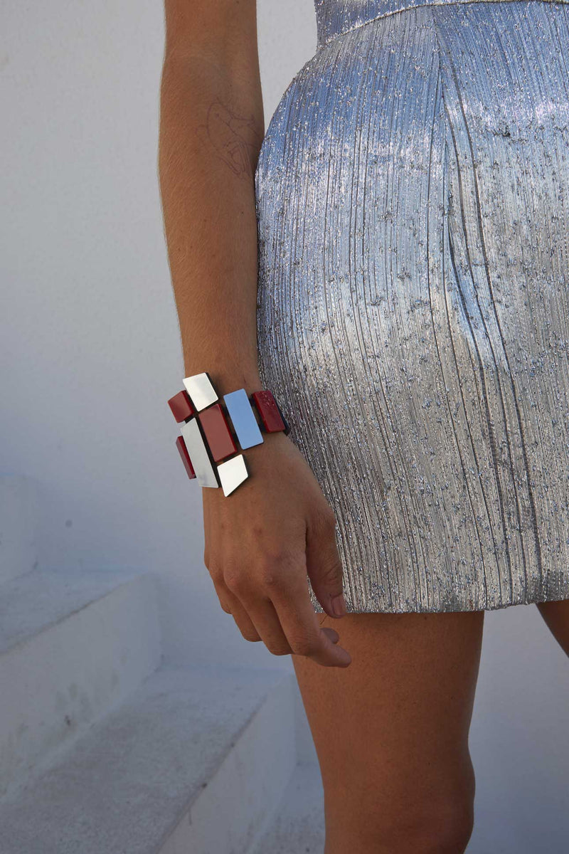 Piet Armband - Silber &amp; Rot