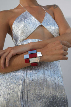 Piet Armband - Silber &amp; Rot