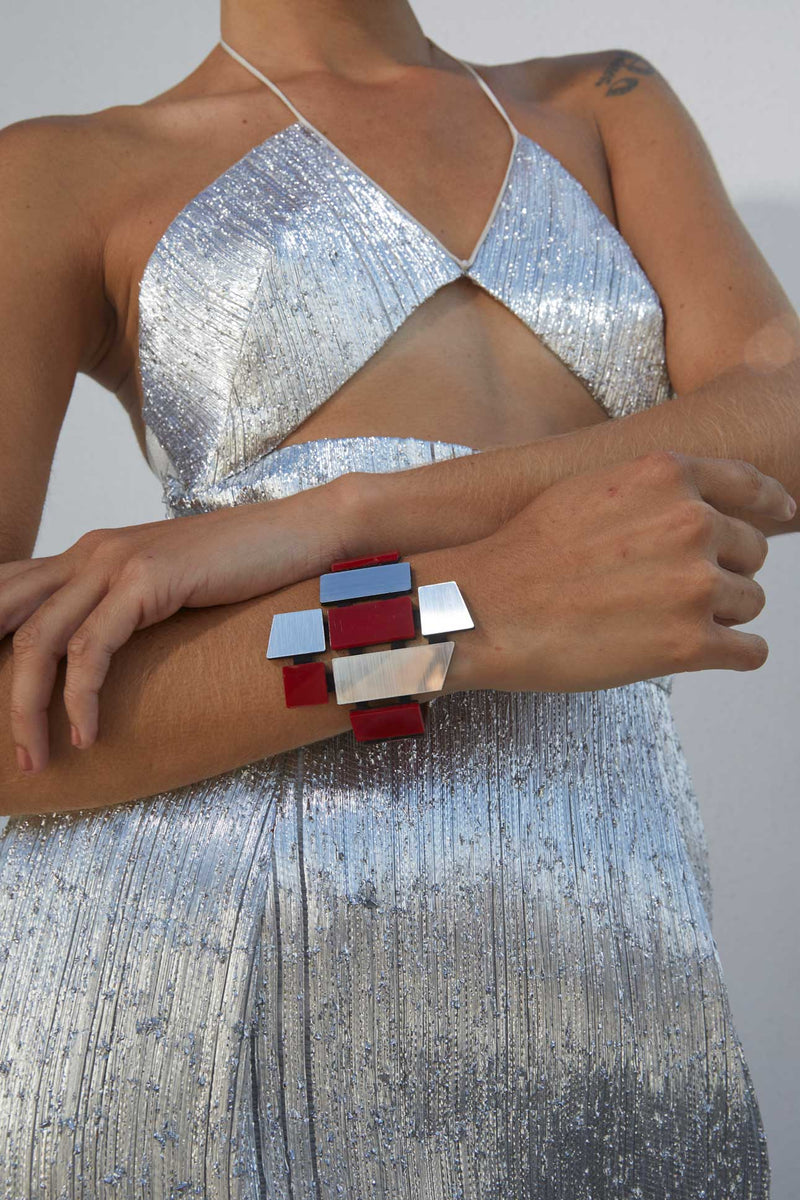Piet Armband - Silber &amp; Rot