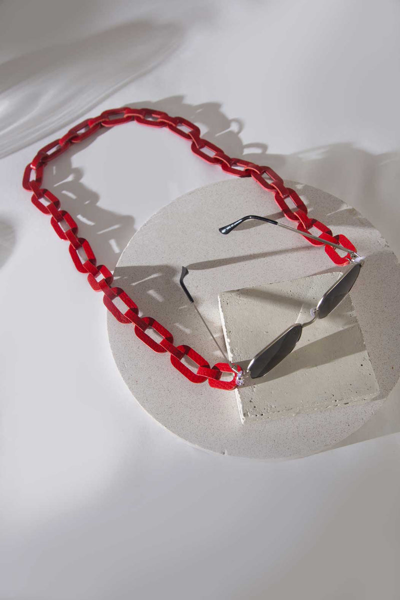 Rainbow Eyeglasses Chain - Red & Beige