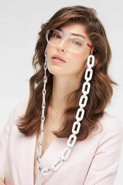 Rainbow Eyeglasses Chain - Silver & White