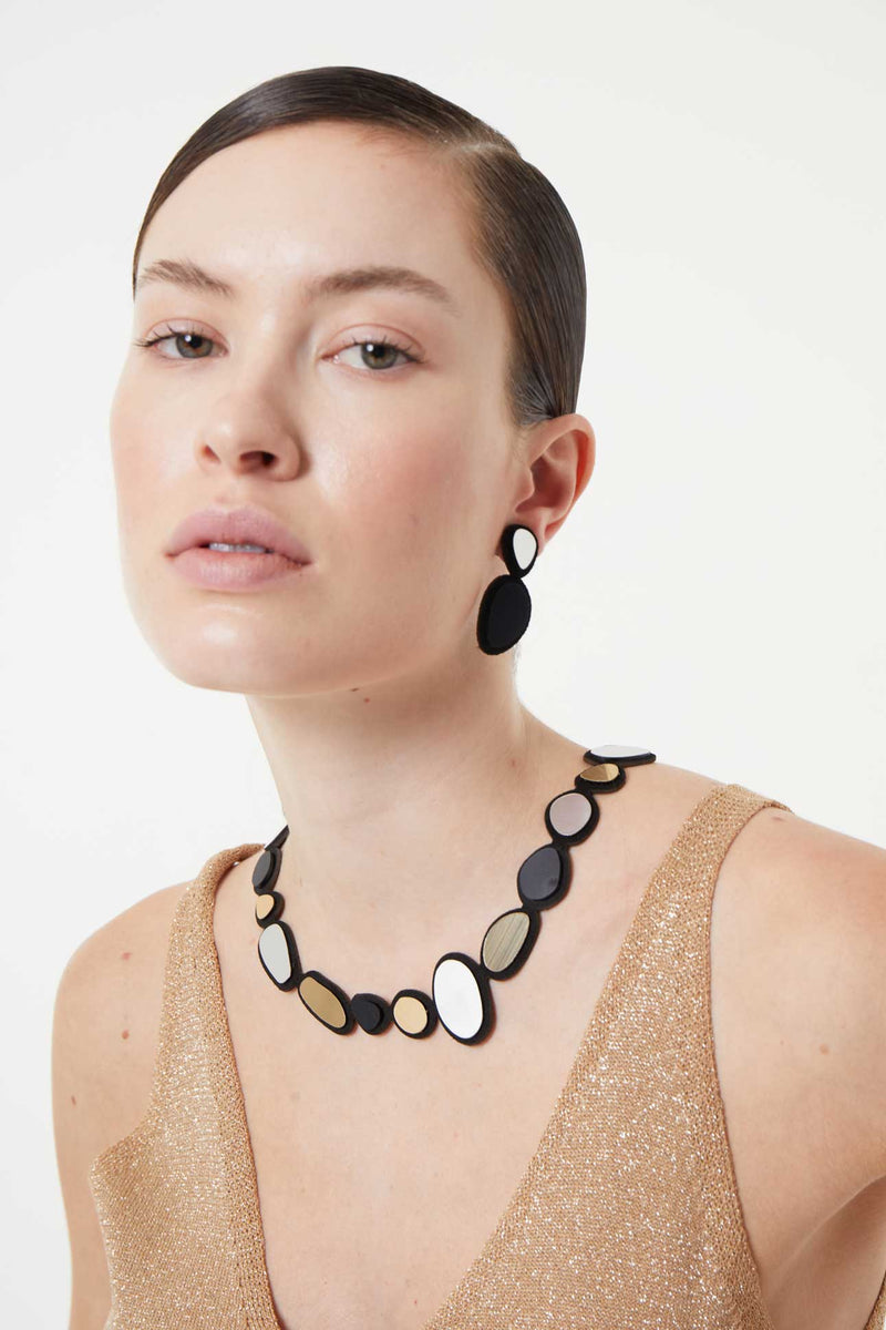 Collar Stone Small - Plata+Oro+Negro