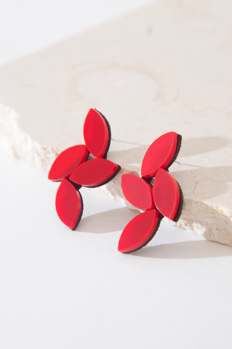 Kate Leaves Earrings Medium - Red *