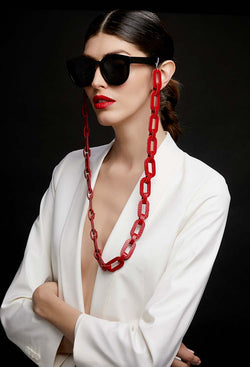 Rainbow Eyeglasses Chain - Red & Beige